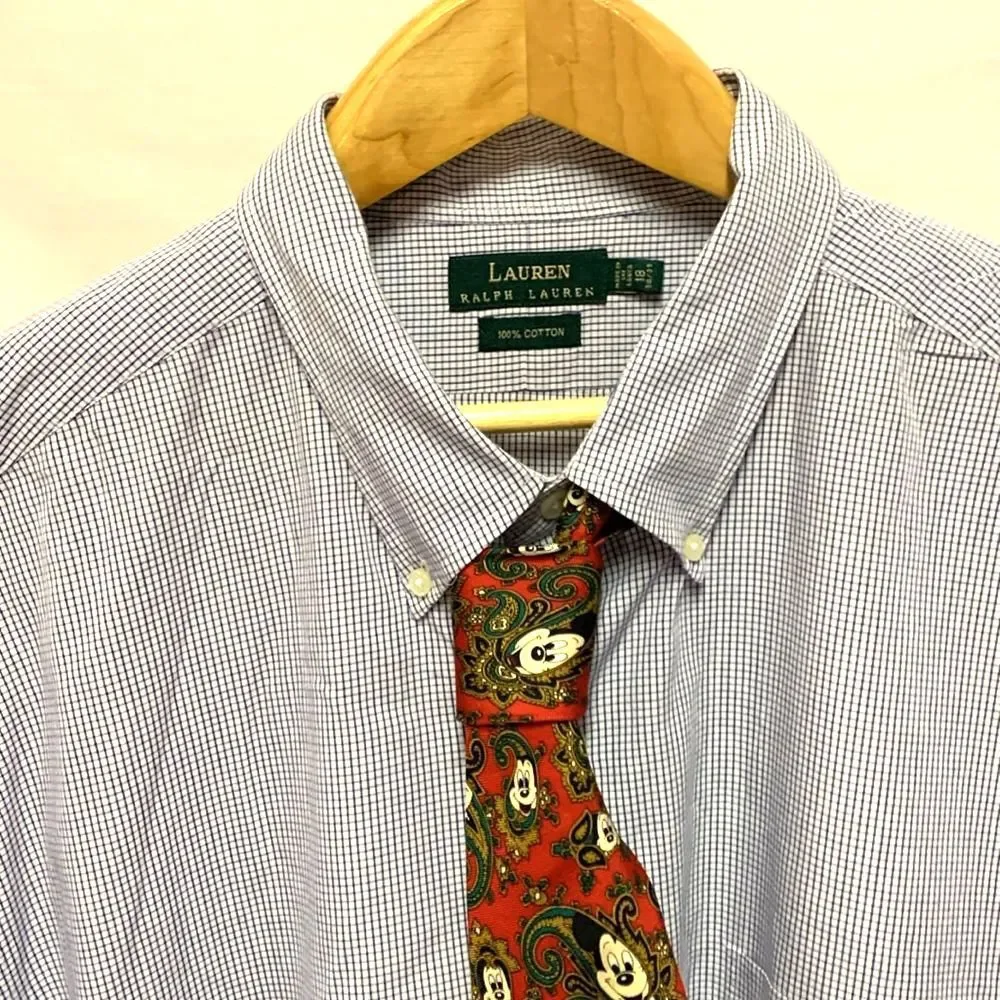 Disney Balancine Inc. Red Green Gold Mickey Mouse Paisley Print 100% Silk Tie